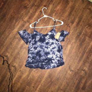 SOLD Shoulderless Tie Dye American Eagle Top